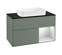 Villeroy & Boch V&B Meuble sous lavabo avec plan bleu m Finion 100x60,3 cm, étagère droite blanche m laque, huile m laque Quantité:1