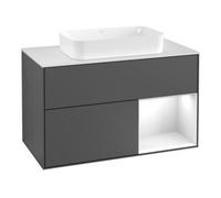Villeroy & Boch V&B Meuble sous lavabo avec plan de toilette blanc Finion 100x60,3 cm, laqué brillant blanc, anthracite m Quantité:1