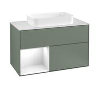 Villeroy & Boch V&B Meuble sous lavabo avec plan de toilette blanc Finion 100x60,3 cm, Rg l glaçage blanc, Oli. m glaçage Quantité:1