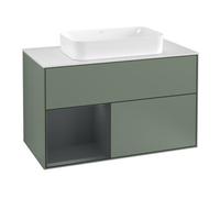 Villeroy & Boch V&B Meuble sous lavabo avec plan de toilette blanc Finion 100x60,3 cm, Rg l md p m laque, oli. m laque Quantité:1