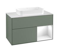 Villeroy & Boch V&B Meuble sous lavabo avec plan de toilette blanc Finion 100x60,3cm, face avant brillante blanc laqué, olivier mat laqué Quantité:1