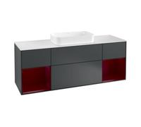 Villeroy & Boch V&B Meuble sous-lavabo avec plan de toilette blanc Finion 160x60 cm, étagère Peo laquée, avec tiroir laqué bleu Quantité:1