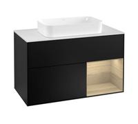 Villeroy & Boch V&B Meuble sous-lavabo avec plan de toilette blanc m Finion 100x60,3 cm, tiroir droit Oa ven, bleu m laqué Quantité:1