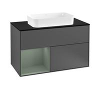 Villeroy & Boch V&B Meuble sous lavabo avec plan de toilette bleu m Finion 100x60,3 cm, côté gauche, huilé m laqué, anthracite m Quantité:1