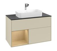 Villeroy & Boch V&B Meuble sous-lavabo avec plan de toilette bleu m Finion 100x60,3 cm, étagère gauche Oa ven, si Gr m Lac Quantité:1