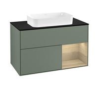 Villeroy & Boch V&B Meuble sous lavabo avec plan de toilette bleu m Finion 100x60,3cm, tiroir droite Oa ven, huile m laqué Quantité:1