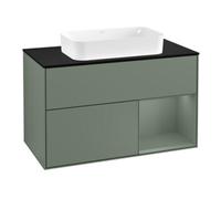 Villeroy & Boch V&B Meuble sous lavabo avec plan de toilette Finion 100x60,3 cm, droite, olivier laqué Quantité:1