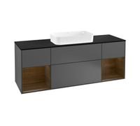 Villeroy & Boch V&B Meuble sous lavabo avec plan de toilette Finion 160x60cm, étagère bois, anthracite mat Quantité:1