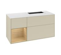 Villeroy & Boch V&B Meuble sous lavabo avec plan de toilette Gl. blanc avec Finion 120 cm, tiroir gauche Oa ven, si Gr laque mate Quantité:1