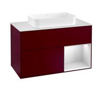Villeroy & Boch V&B Meuble sous lavabo avec plan de travail blanc Finion 100x60,3cm, tiroir droit blanc mat Peony avec laque Quantité:1