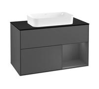 Villeroy & Boch V&B Meuble sous lavabo avec plan de travail bleu Finion 100x60,3 cm, Rg dr Anthracite m, Anthracite m Quantité:1