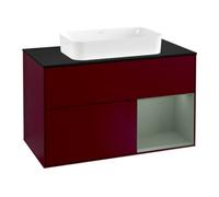 Villeroy & Boch V&B Meuble sous lavabo avec plan de travail bleu Finion 100x60,3 cm, tiroir à droite huilé mat Peo Quantité:1