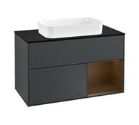 Villeroy & Boch V&B Meuble sous lavabo avec plan de travail bleu Finion 100x60,3 cm, tiroir droit, façade bois laqué bleu Quantité:1