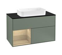 Villeroy & Boch V&B Meuble sous lavabo avec plan de travail bleu Finion 100x60,3cm, étagère gauche, finition huile avec laque Quantité:1