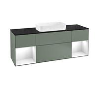 Villeroy & Boch V&B Meuble sous lavabo avec plan de travail bleu Finion 160x60 cm, étagère blanche laquée, huile avec laque Quantité:1