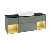 Villeroy & Boch V&B Meuble sous lavabo avec plan de travail bleu Finion 160x60 cm, étagère or avec laque, huile avec laque Quantité:1