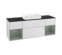 Villeroy & Boch V&B Meuble sous-lavabo avec plan de travail bleu Finion 160x60cm, étagère Oli. avec laque, blanc avec laque Quantité:1