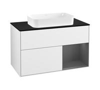 Villeroy & Boch V&B Meuble sous lavabo avec plan de travail bleu m Finion 100x60,3cm, anthracite m, blanc brillant Lac Quantité:1