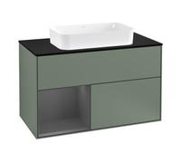 Villeroy & Boch V&B Meuble sous lavabo avec plan de travail bleu m Finion 100x60,3cm, côté gauche anthracite m, huile m laqué Quantité:1