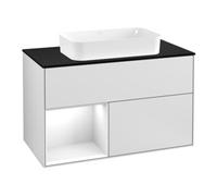 Villeroy & Boch V&B Meuble sous lavabo avec plan de travail bleu m Finion 100x60,3cm, côté gauche, brillant blanc laqué, blanc mat laqué Quantité:1