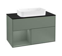 Villeroy & Boch V&B Meuble sous lavabo avec plan de travail bleu m Finion 100x60,3cm, côté gauche, huilé avec laque Quantité:1