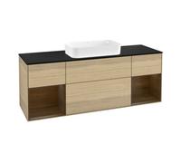 Villeroy & Boch V&B Meuble sous-lavabo avec plan de travail bleu m Finion 160x60cm, placage noyer, placage chêne Quantité:1