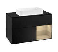 Villeroy & Boch V&B Meuble sous-lavabo avec plan de travail Finion 100x60,3 cm, laqué bleu m, droite Quantité:1