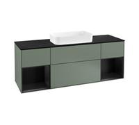 Villeroy & Boch V&B Meuble sous lavabo avec plan de travail Finion 160x60 cm, bleu mat, avec étagère, bleu mat laqué, huile mat laqué Quantité:1