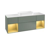 Villeroy & Boch V&B Meuble sous lavabo avec plateau blanc Finion 160x60 cm, étagère or avec laque, huile avec laque Quantité:1