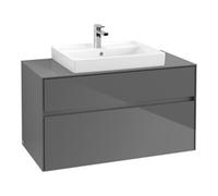 Villeroy & Boch V&B Meuble sous lavabo Collaro 100x54,8x50cm, vasque centrée, gris brillant Quantité:1