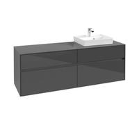 Villeroy & Boch V&B Meuble sous lavabo Collaro 160x54,8x50cm, lavabo droite, gris brillant Quantité:1