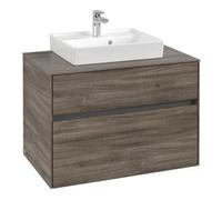Villeroy & Boch V&B Meuble sous lavabo Collaro 80x54,8x50cm, vasque centrale, chêne stone Quantité:1