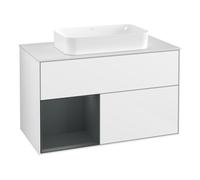 Villeroy & Boch V&B Meuble sous lavabo Éclairage mural Finion 100, blanc brillant La, larg. md Prof. m Quantité:1