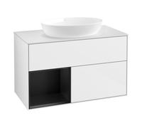 Villeroy & Boch V&B Meuble sous lavabo Éclairage mural Finion 100, blanc mat, régulateur bleu mat, laqué blanc brillant Quantité:1