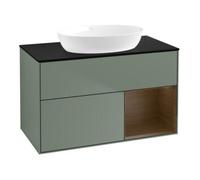 Villeroy & Boch V&B Meuble sous lavabo Éclairage mural Finion 100, bleu, placard, olivier mat laqué Quantité:1