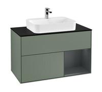 Villeroy & Boch V&B Meuble sous lavabo Éclairage mural Finion 100, Pl blanc mat, Rg rouge moyen brillant, Oli mat brillant Quantité:1