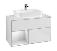 Villeroy & Boch V&B Meuble sous lavabo Éclairage mural Finion 100, placard gauche, blanc mat laqué Quantité:1