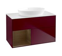 Villeroy & Boch V&B Meuble sous lavabo Éclairage mural Finion 100, Plaque de fixation blanche, Réglette bois veiné, Peo m Quantité:1