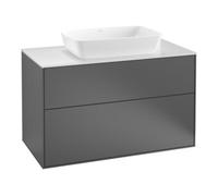 Villeroy & Boch V&B Meuble sous-lavabo Éclairage mural Finion 100x60,3 cm, plaque d'habillage blanc, poignée argent mat laqué Quantité:1