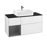 Villeroy & Boch V&B Meuble sous lavabo Éclairage mural Finion 120 cm, Pl b m, Rg l A m, blanc brillant Lac Quantité:1
