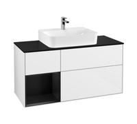 Villeroy & Boch V&B Meuble sous lavabo Éclairage mural Finion 120 cm, Pl b m, Rg l b m Lac, blanc brillant Lac Quantité:1