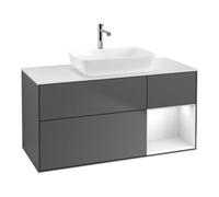 Villeroy & Boch V&B Meuble sous lavabo Éclairage mural Finion 120 cm, Plaque blanche mat, Revêtement gris blanc laqué, Anthracite m Quantité:1