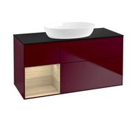 Villeroy & Boch V&B Meuble sous lavabo Éclairage mural Finion 120 cm, plaque d’abattant bleu, étagère ouverte, poignée m Quantité:1