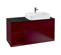 Villeroy & Boch V&B Meuble sous lavabo Éclairage mural Finion 120 cm, porte-abattant bleu m, étagère gauche Peo, Peo m Quantité:1