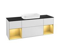 Villeroy & Boch V&B Meuble sous lavabo Éclairage mural Finion 160 cm, Pl b m, Reg gol m Lac, blanc m Lac Quantité:1