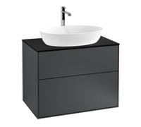 Villeroy & Boch V&B Meuble sous-lavabo Éclairage mural Finion 80x60,3 cm, panneau de fermeture bleu m, bleu md m Lac Quantité:1