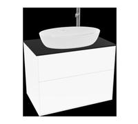 Villeroy & Boch V&B Meuble sous lavabo Éclairage mural Finion 80x60,3 cm, plaque abd. bleue, bl. laqué Quantité:1