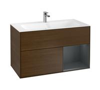Villeroy & Boch V&B Meuble sous-lavabo Éclairage mural Finion 99,6x59,1cm, Rg dr md bl. m Lac, noyer ven Quantité:1
