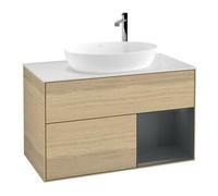 Villeroy & Boch V&B Meuble sous-lavabo Finion 100, blanc mat, avec tiroir moyen laqué, poignée ovale ven Quantité:1