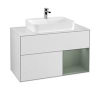 Villeroy & Boch V&B Meuble sous lavabo Finion 100, blanc mat, côté droit, huilé mat laqué blanc Quantité:1